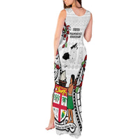 Fiji Day Tank Maxi Dress Happy 54 Years Of Independence Tapa Pattern White