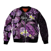 Personalised Aloha Hawaii Kauai Island Bomber Jacket Garden Isle Map Sea Turtle Plumeria