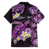 Personalised Aloha Hawaii Kauai Island Family Matching Off The Shoulder Long Sleeve Dress and Hawaiian Shirt Garden Isle Map Sea Turtle Plumeria