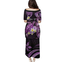 Personalised Aloha Hawaii Kauai Island Family Matching Puletasi and Hawaiian Shirt Garden Isle Map Sea Turtle Plumeria