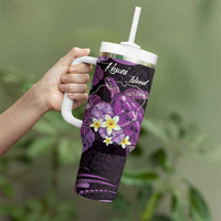Personalised Aloha Hawaii Kauai Island Tumbler With Handle Garden Isle Map Sea Turtle Plumeria LT14 - Polynesian Pride
