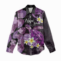 Personalised Aloha Hawaii Kauai Island Women Casual Shirt Garden Isle Map Sea Turtle Plumeria