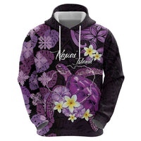 Personalised Aloha Hawaii Kauai Island Zip Hoodie Garden Isle Map Sea Turtle Plumeria