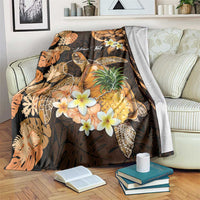 Personalised Aloha Hawaii Lanai Island Blanket Pineapple Isle Map Sea Turtle Plumeria LT14 Orange - Polynesian Pride