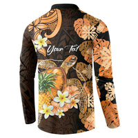 Personalised Aloha Hawaii Lanai Island Button Sweatshirt Pineapple Isle Map Sea Turtle Plumeria LT14 - Polynesian Pride