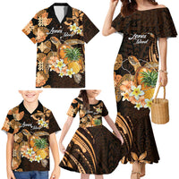 Personalised Aloha Hawaii Lanai Island Family Matching Mermaid Dress and Hawaiian Shirt Pineapple Isle Map Sea Turtle Plumeria