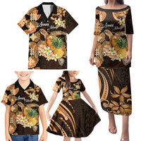 Personalised Aloha Hawaii Lanai Island Family Matching Puletasi and Hawaiian Shirt Pineapple Isle Map Sea Turtle Plumeria