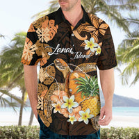 Personalised Aloha Hawaii Lanai Island Hawaiian Shirt Pineapple Isle Map Sea Turtle Plumeria LT14 - Polynesian Pride