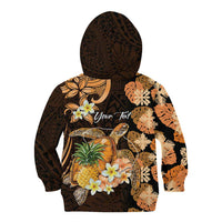 Personalised Aloha Hawaii Lanai Island Kid Hoodie Pineapple Isle Map Sea Turtle Plumeria