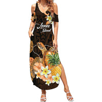 Personalised Aloha Hawaii Lanai Island Summer Maxi Dress Pineapple Isle Map Sea Turtle Plumeria LT14 Women Orange - Polynesian Pride