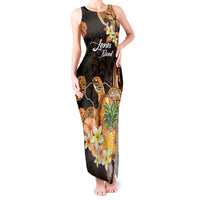 Personalised Aloha Hawaii Lanai Island Tank Maxi Dress Pineapple Isle Map Sea Turtle Plumeria LT14 Women Orange - Polynesian Pride