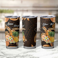Personalised Aloha Hawaii Lanai Island Tumbler Cup Pineapple Isle Map Sea Turtle Plumeria