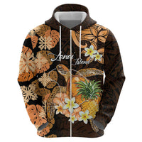 Personalised Aloha Hawaii Lanai Island Zip Hoodie Pineapple Isle Map Sea Turtle Plumeria