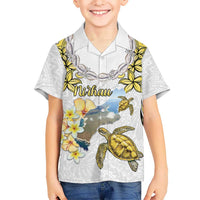 Personalised Aloha Hawaii Niihau Island Kid Hawaiian Shirt Forbidden Isle Map Shell Lei LT14 Kid Yellow - Polynesian Pride