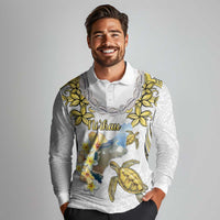 Personalised Aloha Hawaii Niihau Island Long Sleeve Polo Shirt Forbidden Isle Map Shell Lei LT14 - Polynesian Pride
