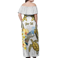 Personalised Aloha Hawaii Niihau Island Off Shoulder Maxi Dress Forbidden Isle Map Shell Lei LT14 - Polynesian Pride