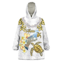 Personalised Aloha Hawaii Niihau Island Wearable Blanket Hoodie Forbidden Isle Map Shell Lei LT14 One Size Yellow - Polynesian Pride