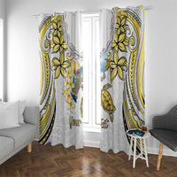 Personalised Aloha Hawaii Niihau Island Window Curtain Forbidden Isle Map Shell Lei LT14 With Grommets Yellow - Polynesian Pride