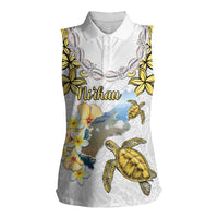Personalised Aloha Hawaii Niihau Island Women Sleeveless Polo Shirt Forbidden Isle Map Shell Lei LT14 Female Yellow - Polynesian Pride
