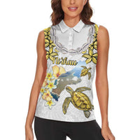Personalised Aloha Hawaii Niihau Island Women Sleeveless Polo Shirt Forbidden Isle Map Shell Lei LT14 - Polynesian Pride