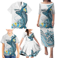 Personalised Aloha Hawaii Kahoolawe Island Family Matching Puletasi and Hawaiian Shirt Target Isle Map With Humpback Whale