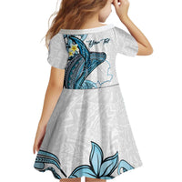 Personalised Aloha Hawaii Kahoolawe Island Kid Short Sleeve Dress Target Isle Map With Humpback Whale LT14 - Polynesian Pride
