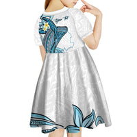 Personalised Aloha Hawaii Kahoolawe Island Kid Short Sleeve Dress Target Isle Map With Humpback Whale LT14 - Polynesian Pride