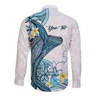 Personalised Aloha Hawaii Kahoolawe Island Long Sleeve Button Shirt Target Isle Map With Humpback Whale LT14 - Polynesian Pride