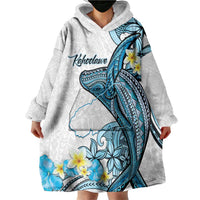 Personalised Aloha Hawaii Kahoolawe Island Wearable Blanket Hoodie Target Isle Map With Humpback Whale LT14 - Polynesian Pride