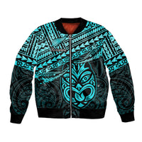 Matariki New Zealand Bomber Jacket Maori New Year Tiki Turquoise Version LT14 Unisex Turquoise - Polynesian Pride