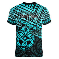 Personalised Matariki New Zealand Women V Neck T Shirt Maori New Year Tiki Turquoise Version LT14