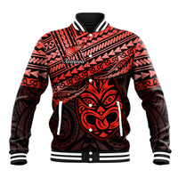 Matariki New Zealand Baseball Jacket Maori New Year Tiki Red Version LT14 Unisex Red - Polynesian Pride
