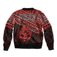 Matariki New Zealand Sleeve Zip Bomber Jacket Maori New Year Tiki Red Version LT14