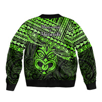 Matariki New Zealand Bomber Jacket Maori New Year Tiki Green Version LT14 - Polynesian Pride