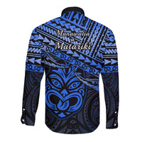 Matariki New Zealand Long Sleeve Button Shirt Maori New Year Tiki Blue Version LT14