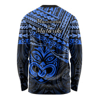 Matariki New Zealand Long Sleeve Shirt Maori New Year Tiki Blue Version LT14 - Polynesian Pride