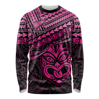 Personalised Matariki New Zealand Long Sleeve Shirt Maori New Year Tiki Pink Version LT14