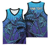 Personalised Polynesia Blue Marlin Fishing Basketball Jersey Marlin Anchor Tattoo Polynesian Pattern LT14 - Polynesian Pride