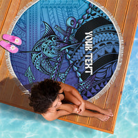 Personalised Polynesia Blue Marlin Fishing Beach Blanket Marlin Anchor Tattoo Polynesian Pattern LT14 - Polynesian Pride