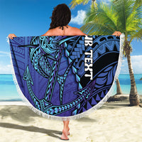 Personalised Polynesia Blue Marlin Fishing Beach Blanket Marlin Anchor Tattoo Polynesian Pattern LT14 - Polynesian Pride
