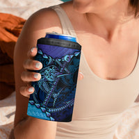 Personalised Polynesia Blue Marlin Fishing 4 in 1 Can Cooler Tumbler Marlin Anchor Tattoo Polynesian Pattern LT14 - Polynesian Pride