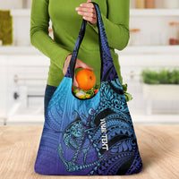 Personalised Polynesia Blue Marlin Fishing Grocery Bag Marlin Anchor Tattoo Polynesian Pattern LT14 - Polynesian Pride
