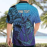 Personalised Polynesia Blue Marlin Fishing Hawaiian Shirt Marlin Anchor Tattoo Polynesian Pattern LT14 - Polynesian Pride