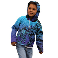 Personalised Polynesia Blue Marlin Fishing Kid Hoodie Marlin Anchor Tattoo Polynesian Pattern LT14 - Polynesian Pride