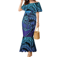 Personalised Polynesia Blue Marlin Fishing Mermaid Dress Marlin Anchor Tattoo Polynesian Pattern LT14 Women Purple - Polynesian Pride