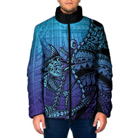 Personalised Polynesia Blue Marlin Fishing Padded Jacket Marlin Anchor Tattoo Polynesian Pattern LT14 Men Purple - Polynesian Pride