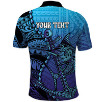Personalised Polynesia Blue Marlin Fishing Polo Shirt Marlin Anchor Tattoo Polynesian Pattern LT14 - Polynesian Pride