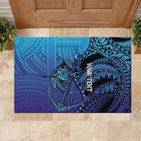 Personalised Polynesia Blue Marlin Fishing Rubber Doormat Marlin Anchor Tattoo Polynesian Pattern LT14 Purple - Polynesian Pride