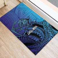 Personalised Polynesia Blue Marlin Fishing Rubber Doormat Marlin Anchor Tattoo Polynesian Pattern LT14 - Polynesian Pride