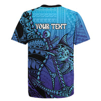 Personalised Polynesia Blue Marlin Fishing Rugby Jersey Marlin Anchor Tattoo Polynesian Pattern LT14 - Polynesian Pride
